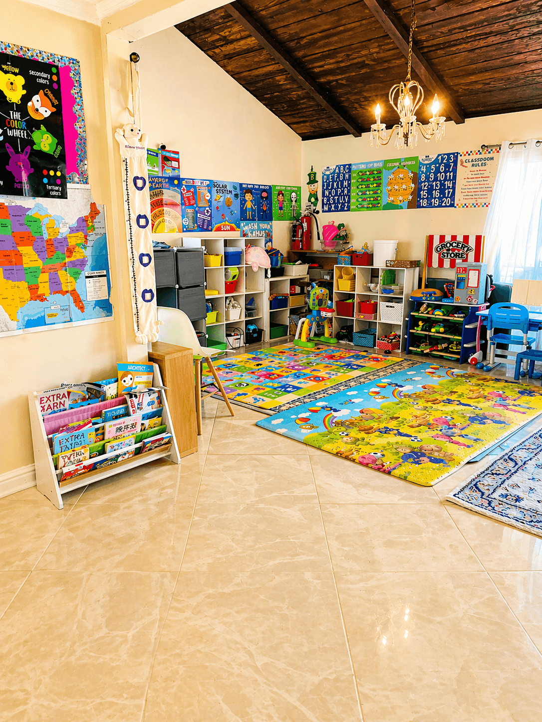 Bright and welcoming classroom at Little Hearts LA daycare center in Hacienda Heights CA